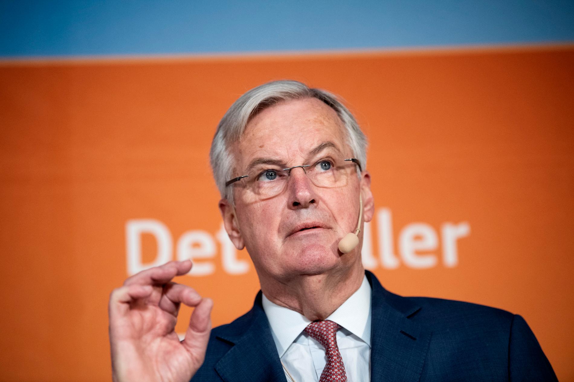 EU:s chefsförhandlare om Brexit, Michael Barnier, vid ett seminarium i Stockholm.