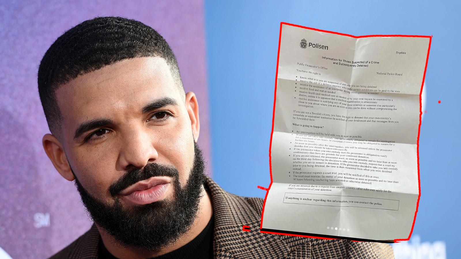 Drake lade ut ett informationsbrev från polisen på sin Instagram.
