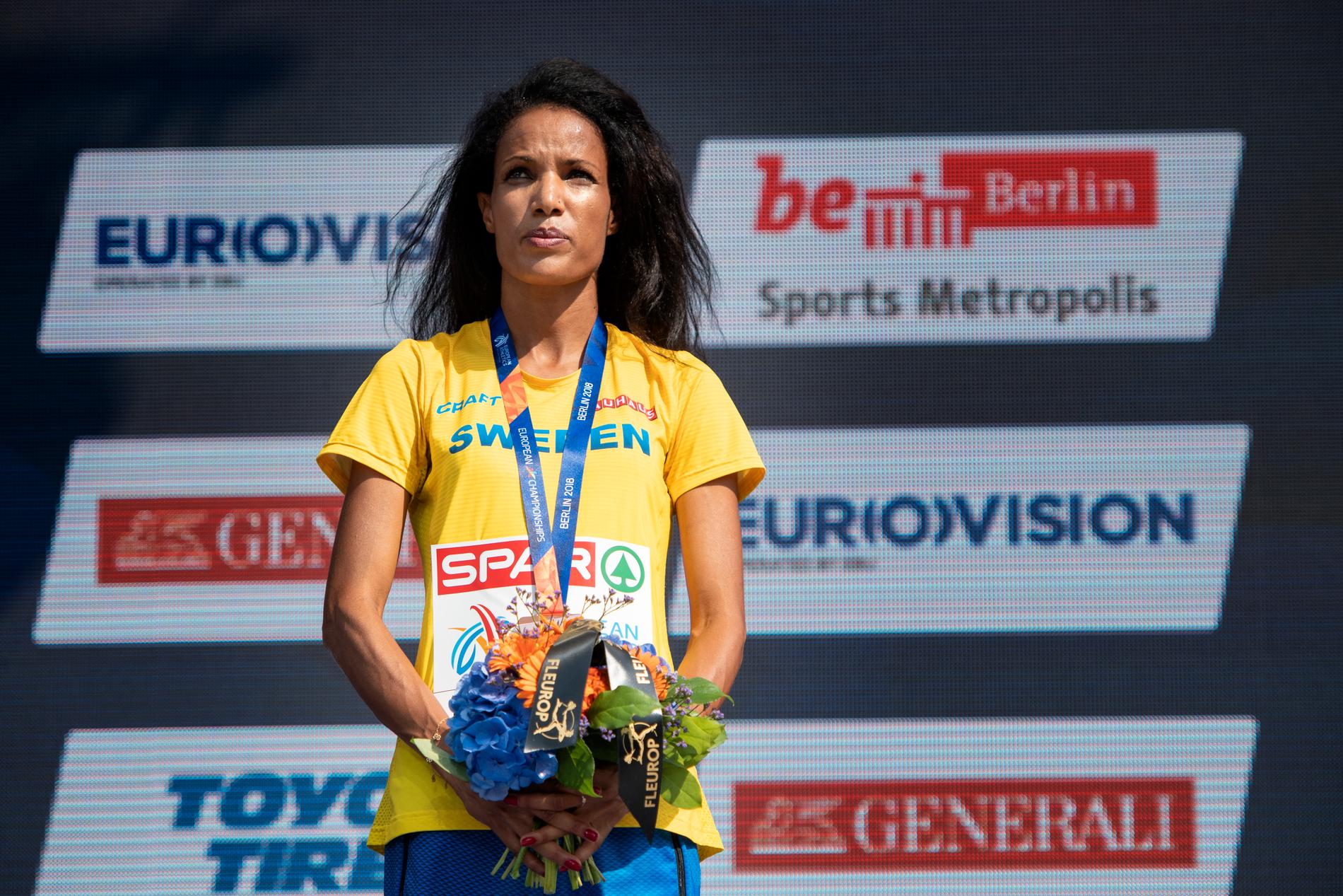 Meraf Bahta tog brons på 10 000 meter på friidrotts-EM i Berlin i somras, kort efter att nyheten om att hon misstänks för brott mot dopningsreglerna briserade. Arkivbild.