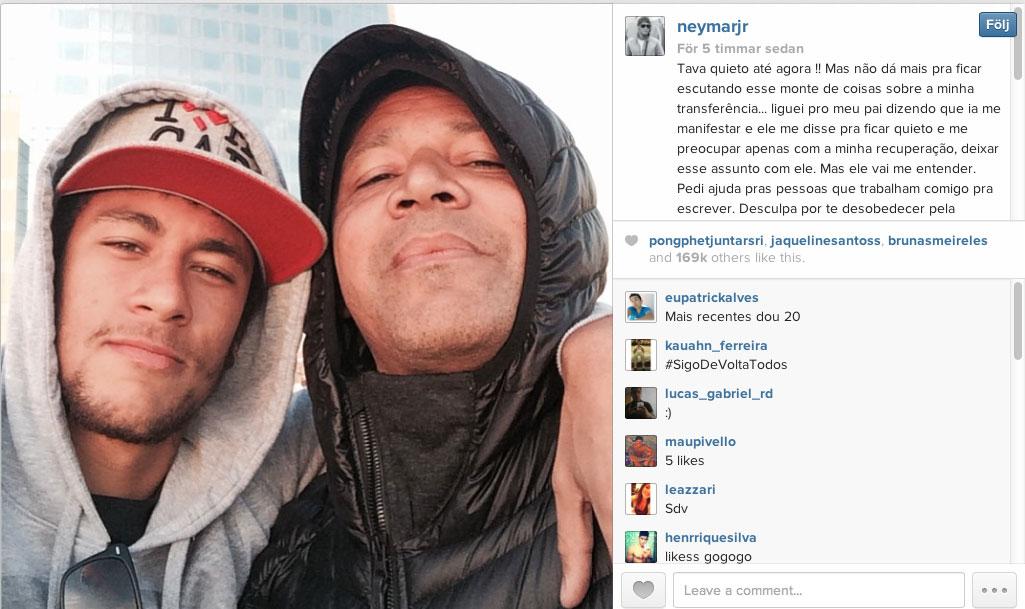 Neymars och hans far på Instagram.