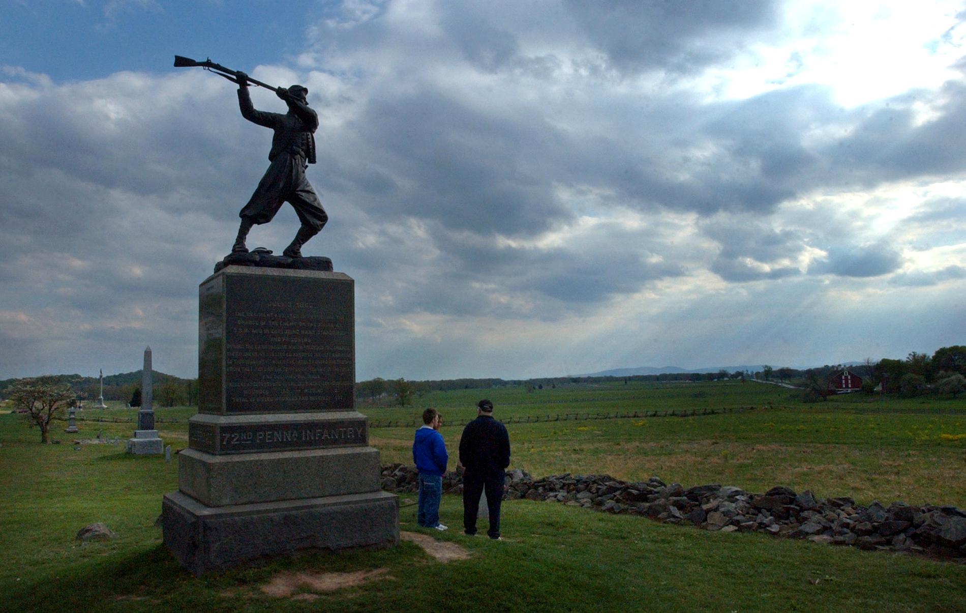 Monument för 72:a frivilliga infanteriregementet från Pennsylvania på slagfältet i Gettysburg
