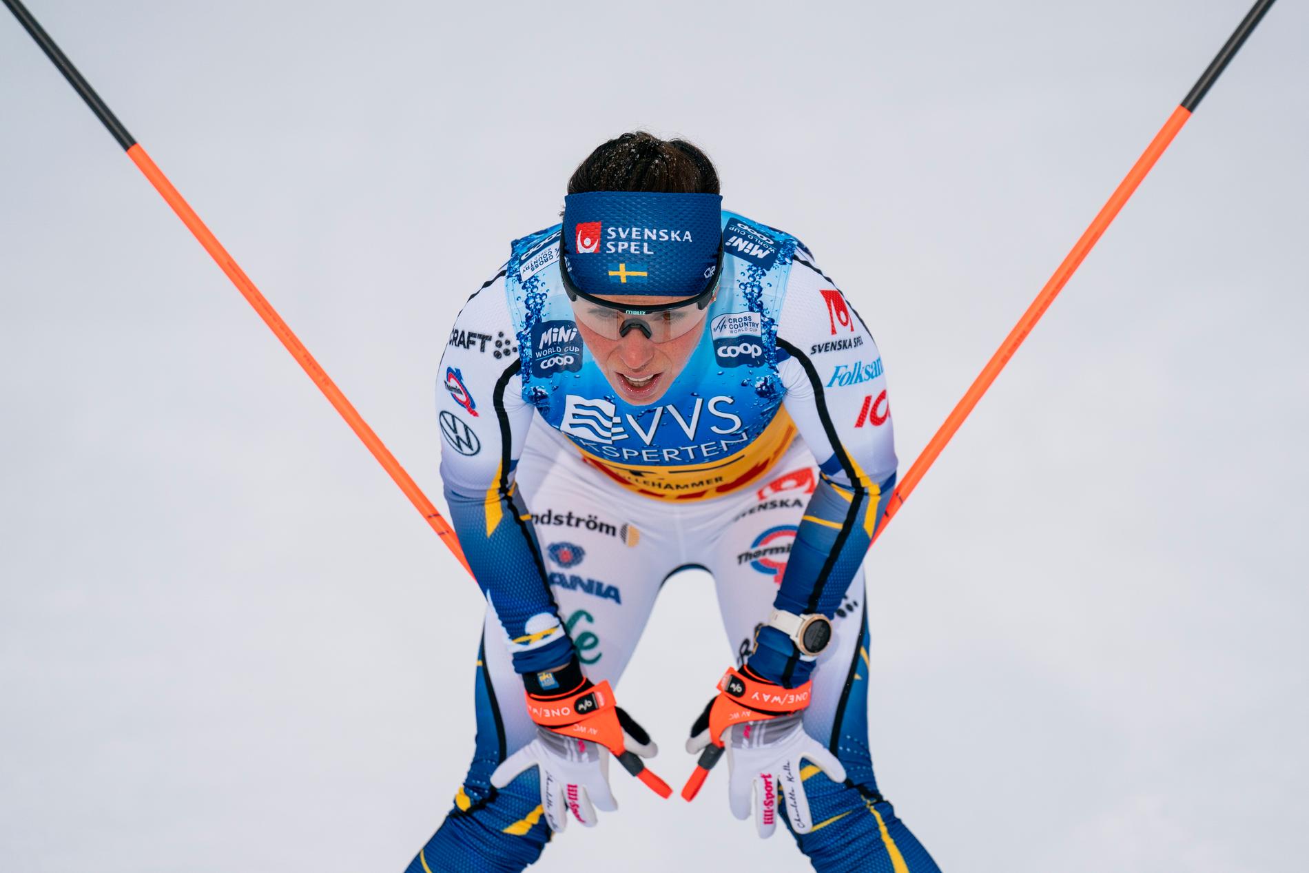 Charlotte Kalla efter 10-kilometersloppet i världscupen i Lillehammer i början av december.