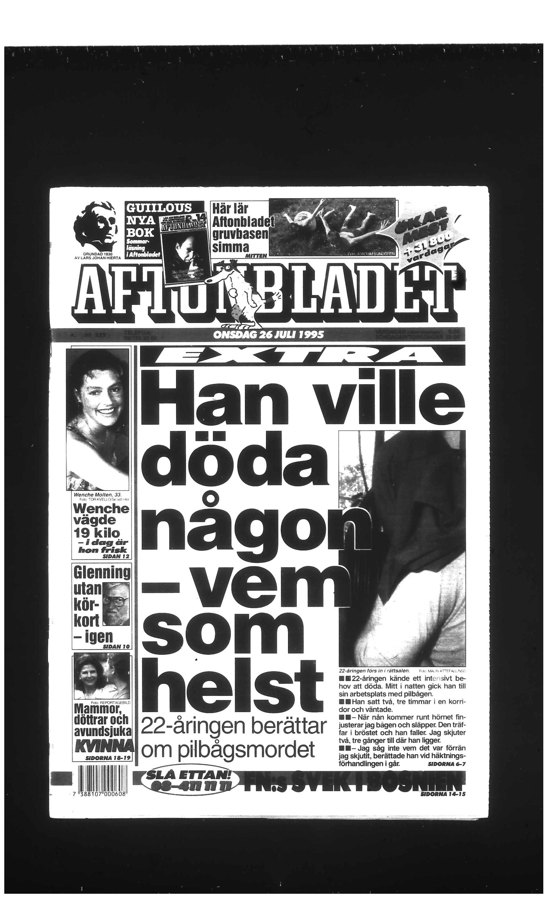 Aftonbladets förstasida 26 juli 1995.