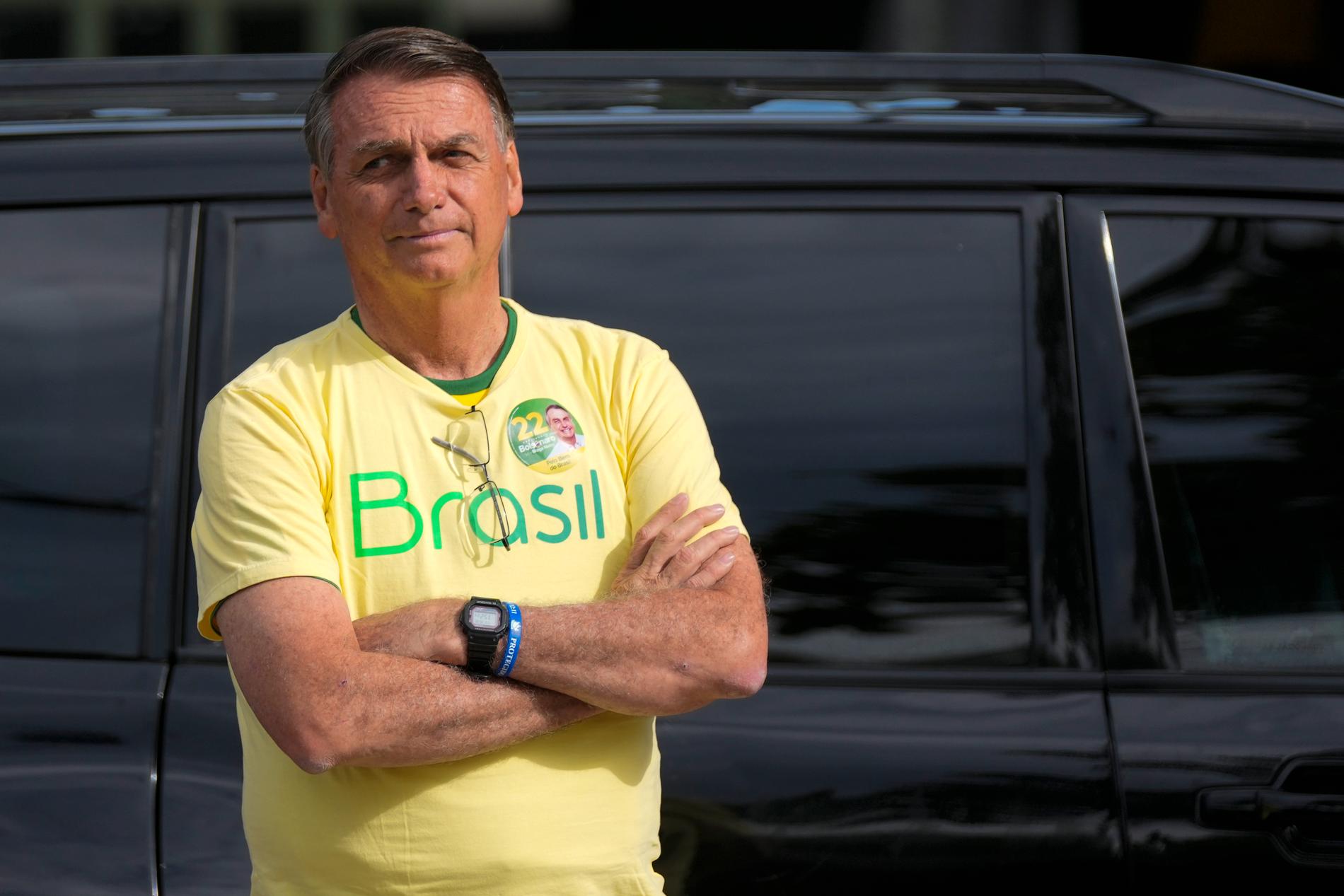 Jair Bolsonaro fick 49,1 procent i presidentvalet. Bild från valdagen.