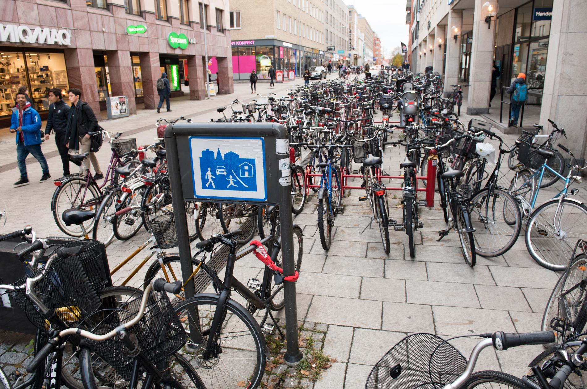 Många cyklar i Uppsala. Nu har staden utsetts till global förebild i att minska koldioxidutsläpp. Arkivbild.