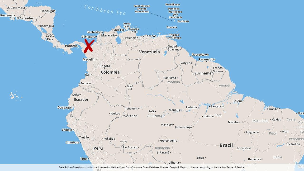Olyckan inträffade vid Colombias kust i nordvästra delen av landet.