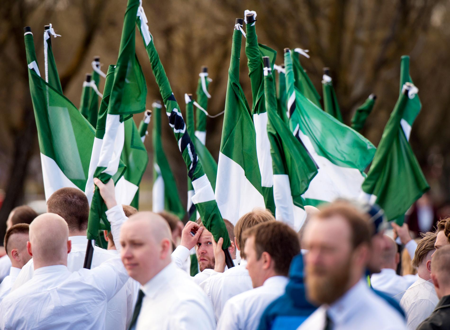 Nazistiska Nordiska motståndsrörelsens (NMR) demonstration i Borlänge 2016. 