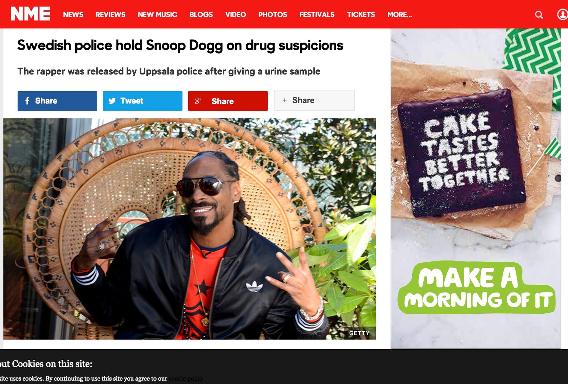 NME Swedish police hold Snoop Dogg on drug suspicions