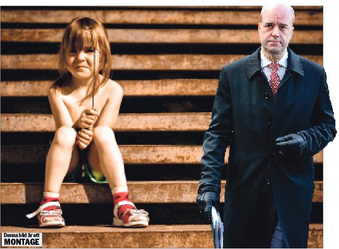 Hundratusentals drabbade Fredrik Reinfeldt valde barnfattigdom när han bland annat valde att ersätta utbildning och kompetensutveckling med krav på arbetslösa att söka jobb som inte finns. OBS! Bilden är ett montage.