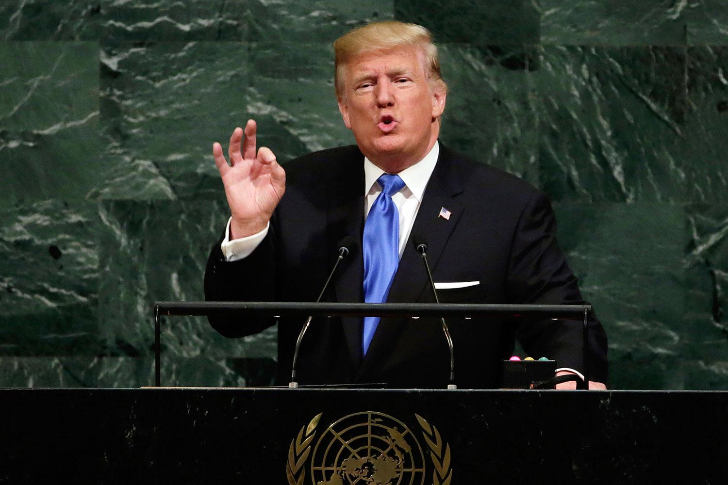Trump tar upp Sydkinesiska sjön i ett tal i FN. Arkivbild.