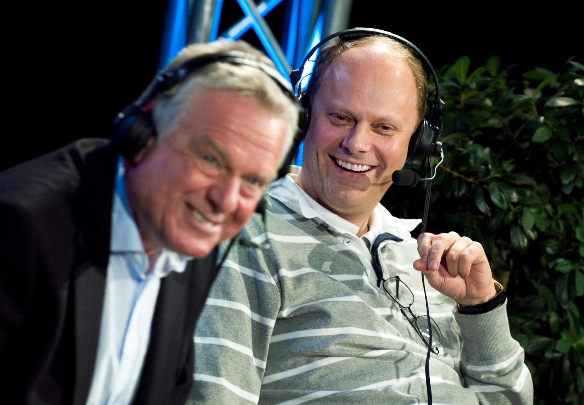 Tommy Engstrand och Lasse Granqvist på plats i Radiohuset när Sportextra fyllde 50 år med nuvarande och gamla medarbetare på plats i Radiohuset
