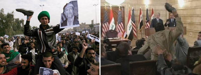 Tv-journalisten Muntadar al-Zaidi har blivit folkhjälte efter skoattacken på George W. Bush. Nu protesterar tusentals irakier mot att han fängslats.