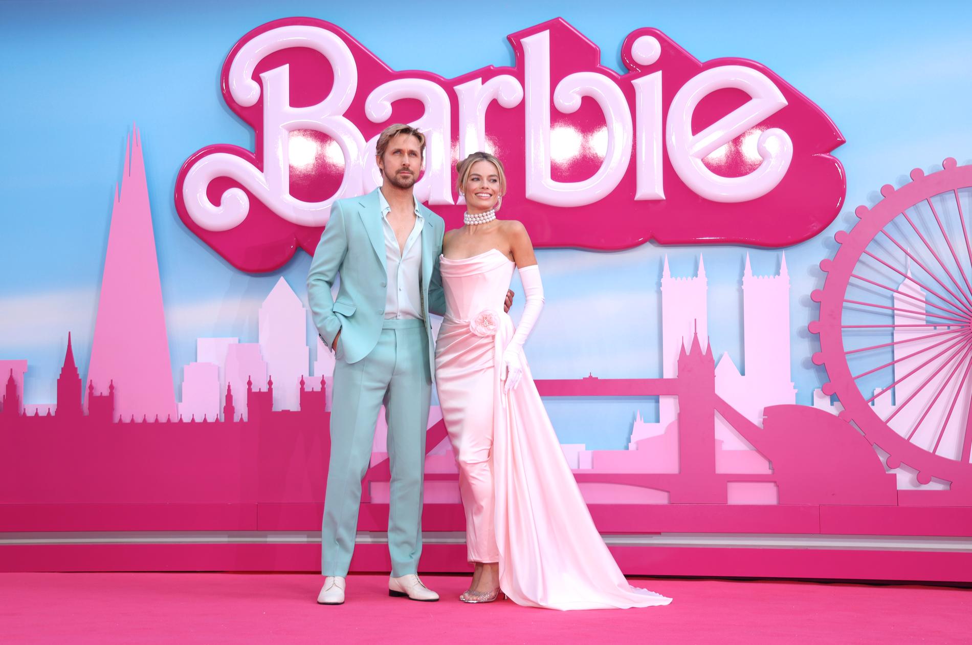 Ryan Gosling och Margot Robbie i "Barbie". Arkivbild.