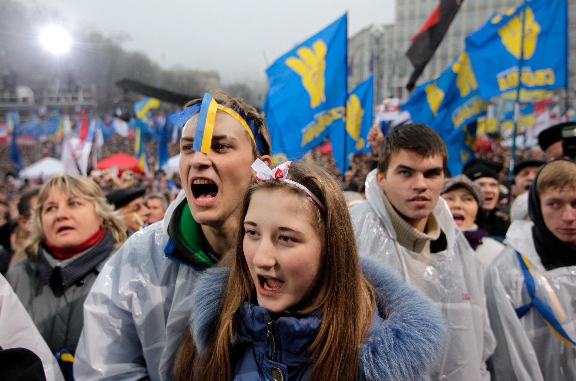 Demonstrationerna för EU har återigen förenat Svoboda och Timosjenkos sympatisörer.