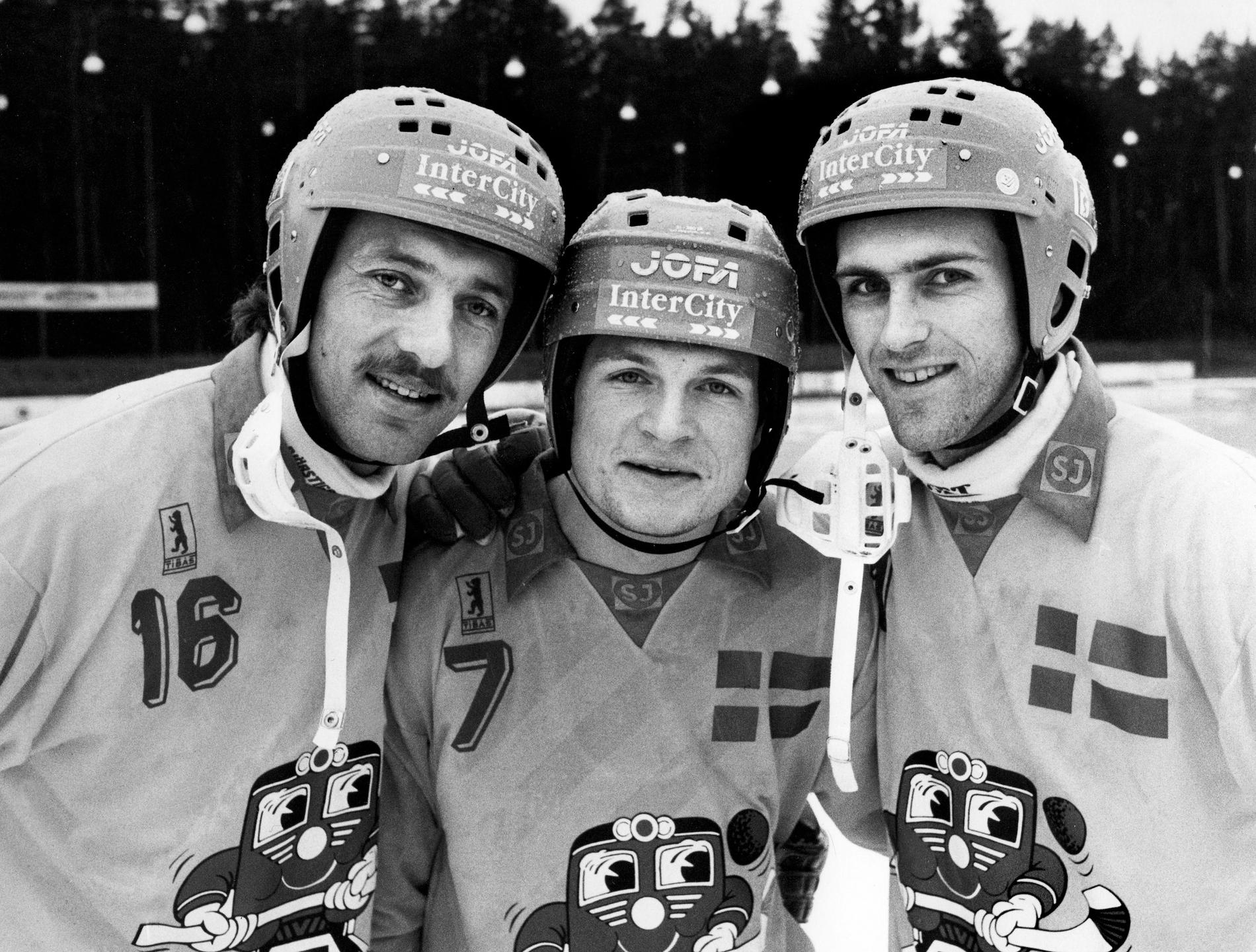 Fosshaug med två andra legendarer, Mikael Arvidsson och Ola Johansson, under VM 1989.