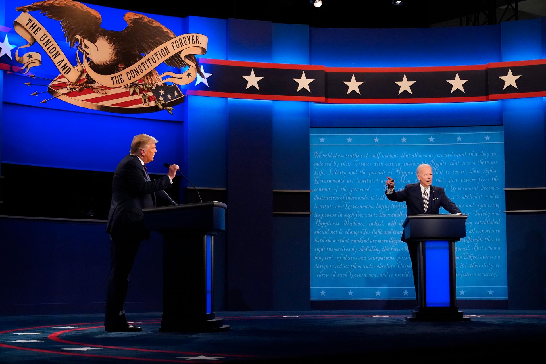 Den första debatten mellan Donald Trump och Joe Biden hölls 29 september.