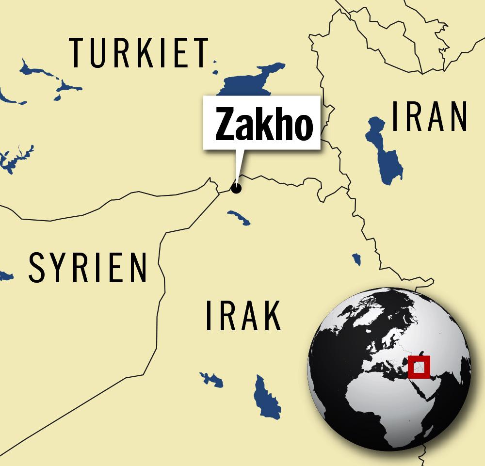 Staden Zakho ligger nära både Turkiet och Syrien.