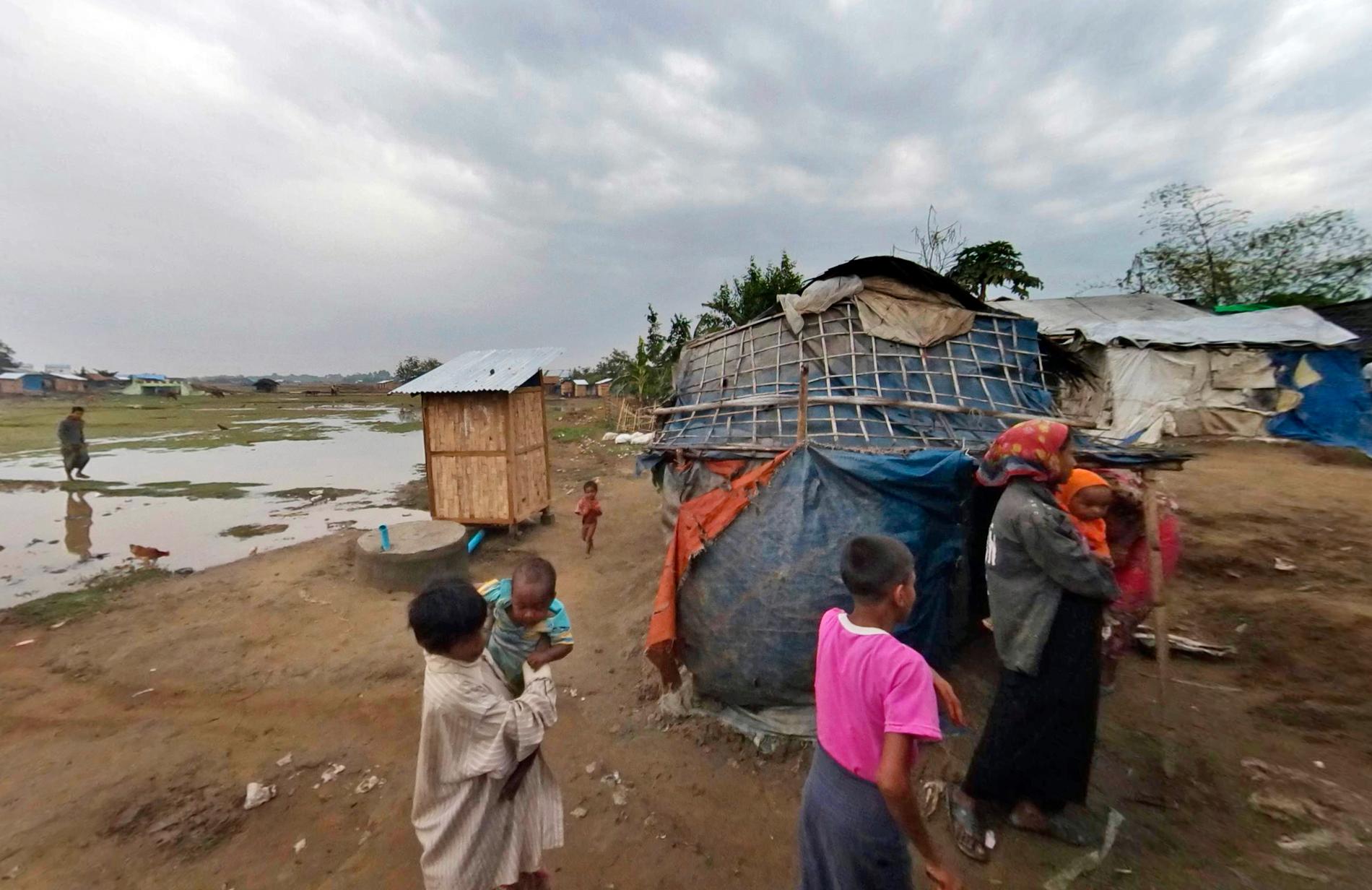 Ett flyktingläger norr om Sittwe i delstaten Rakhine, Myanmar. Arkivbild.