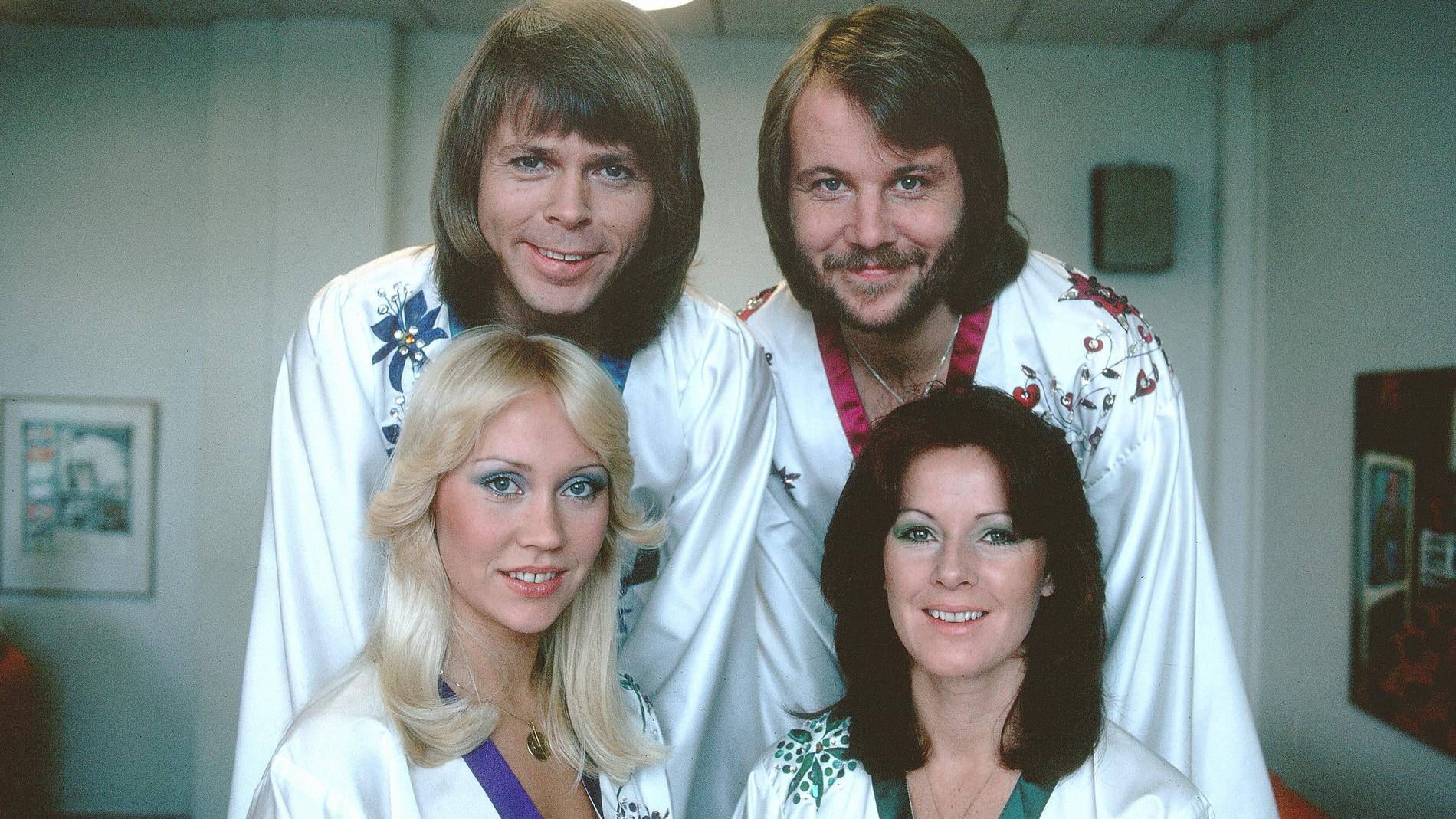 Bilder från inspelningen av tv-programmet ABBA-DABBA-DOO, sänt första gången 1976.