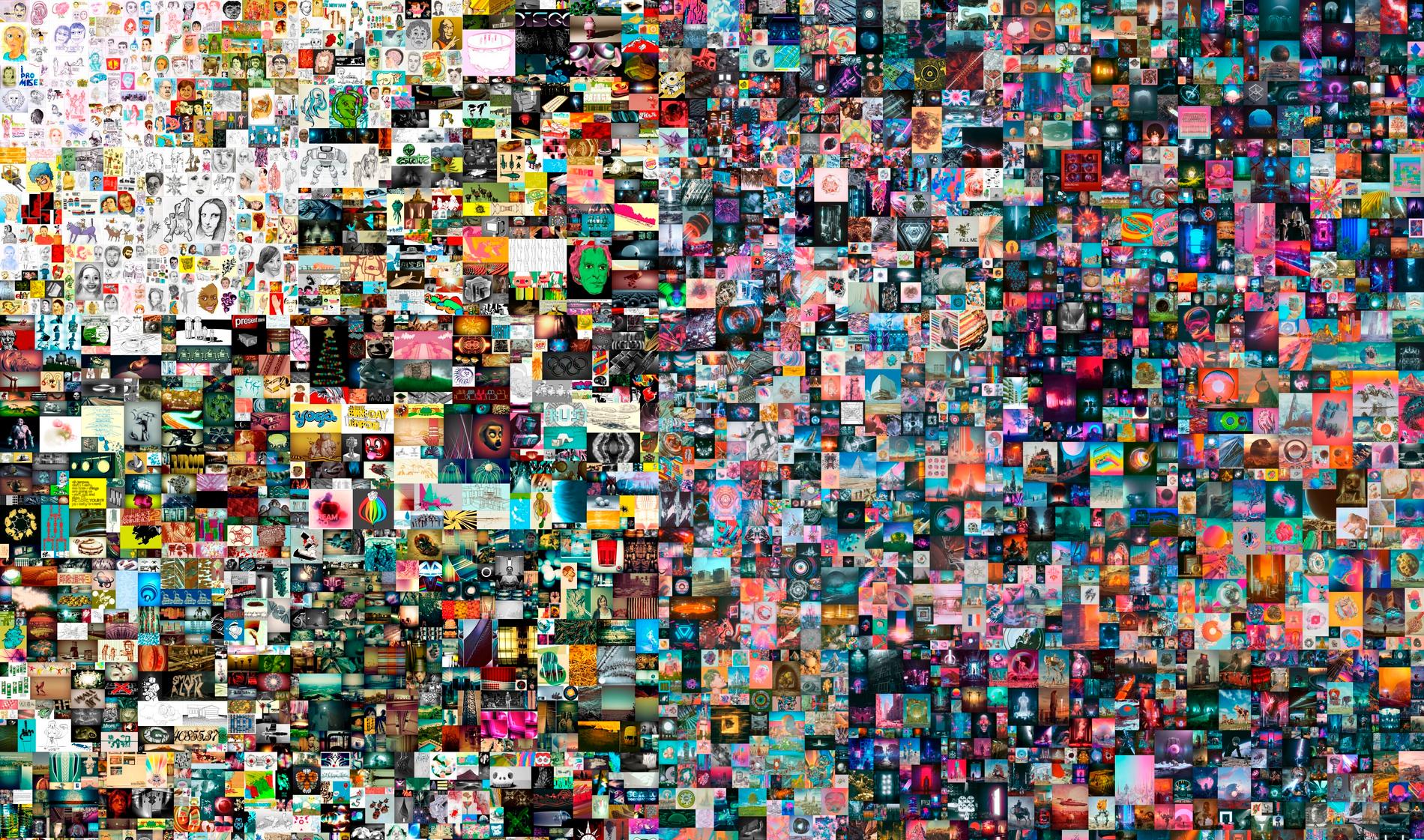 Det digitala verket ”Everydays: The first 5 000 days” av  ”Beeples” såldes nyligen på auktionsfirman Christie’s för 69 miljoner dollar, vilket är det tredje högsta priset någonsin för ett verk av en levande konstnär. (Bilden är beskuren.)