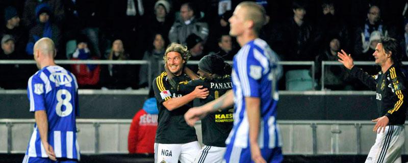 IFK–spelarna deppar efter AIK:s 2-1-mål.