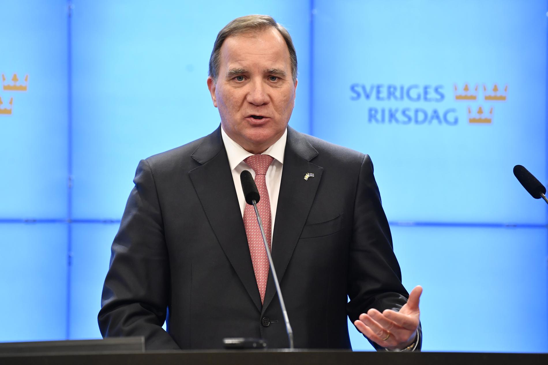 Statsminister Stefan Löfven (S) håller pressträff efter att han återrapporterat från EU-mötet i riksdagen.