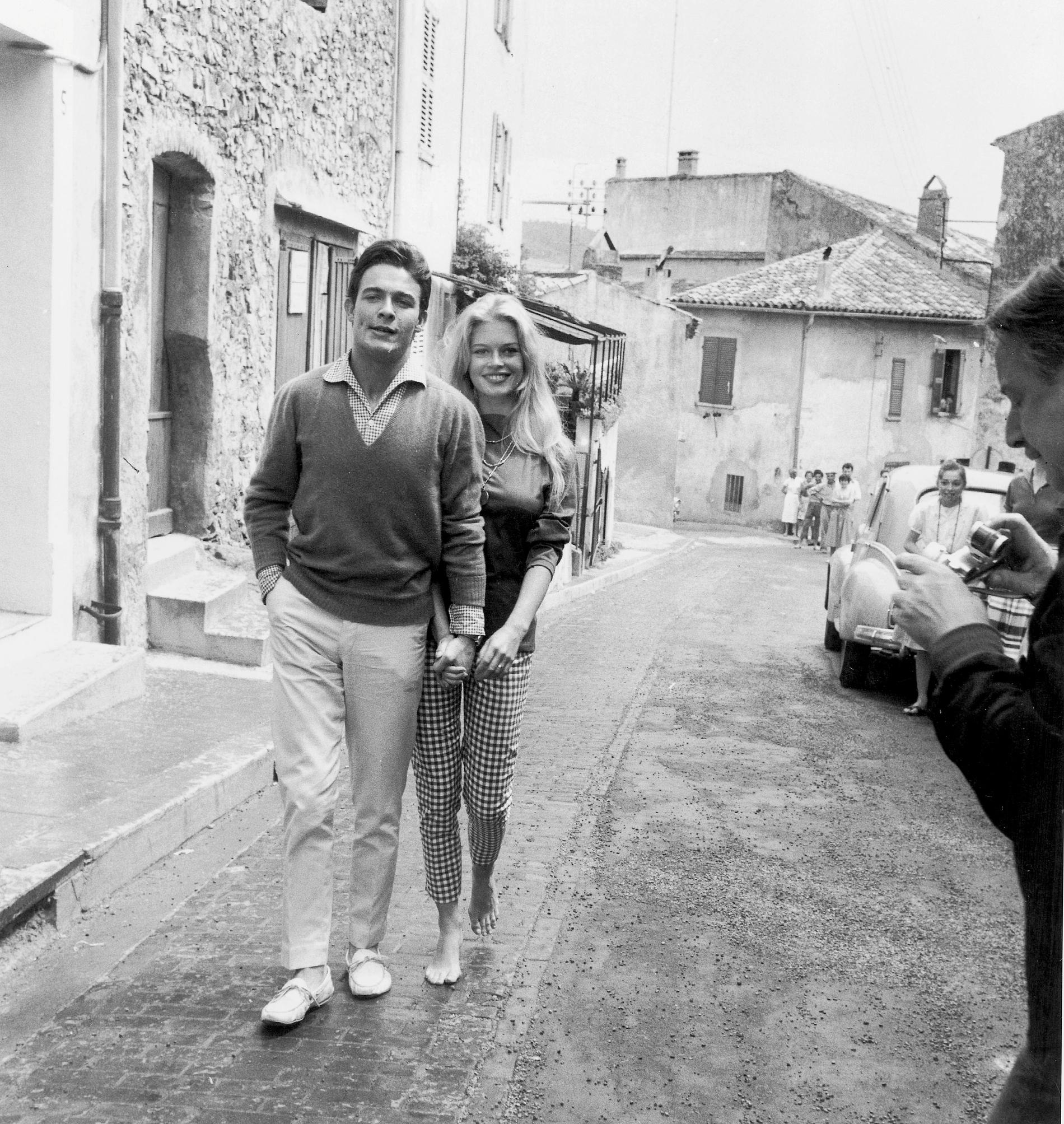 Jacques Charrier och Brigitte Bardot på smekmånad 1959.
