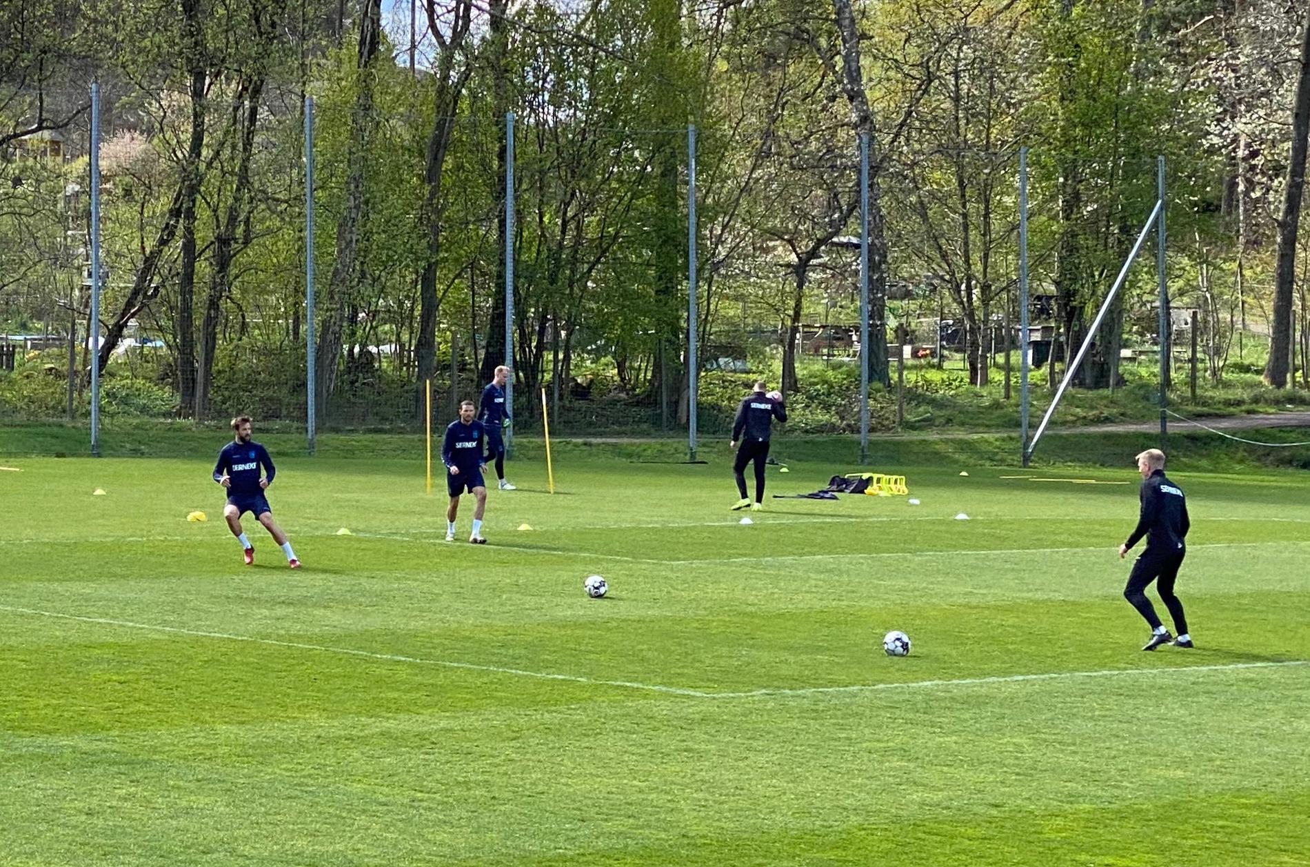 Mattias Bjärsmyr, Marcus Berg och Pontus Dahlberg på IFK Göteborgs träning