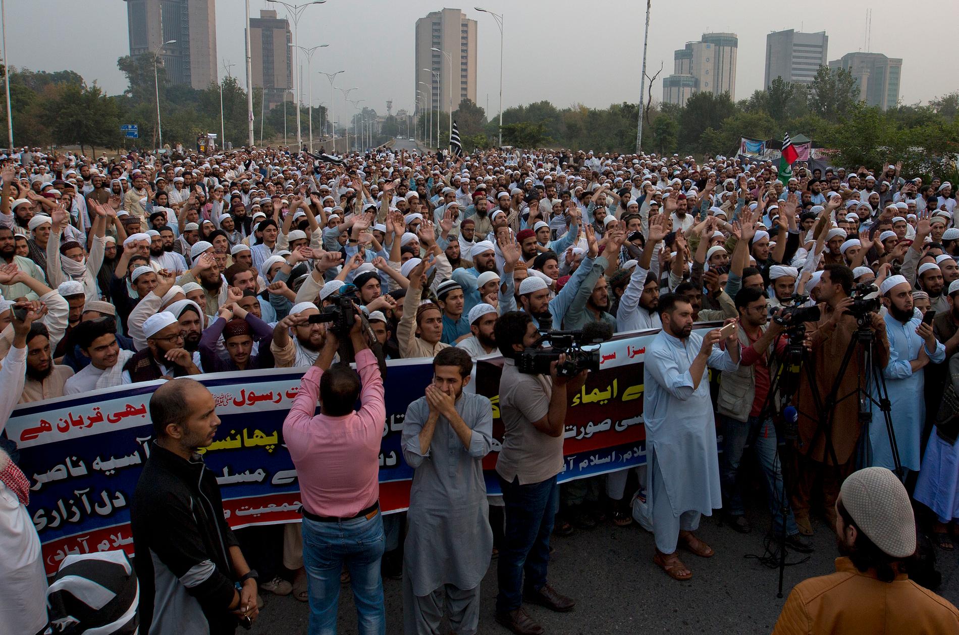 Protester i Islamabad i onsdags.