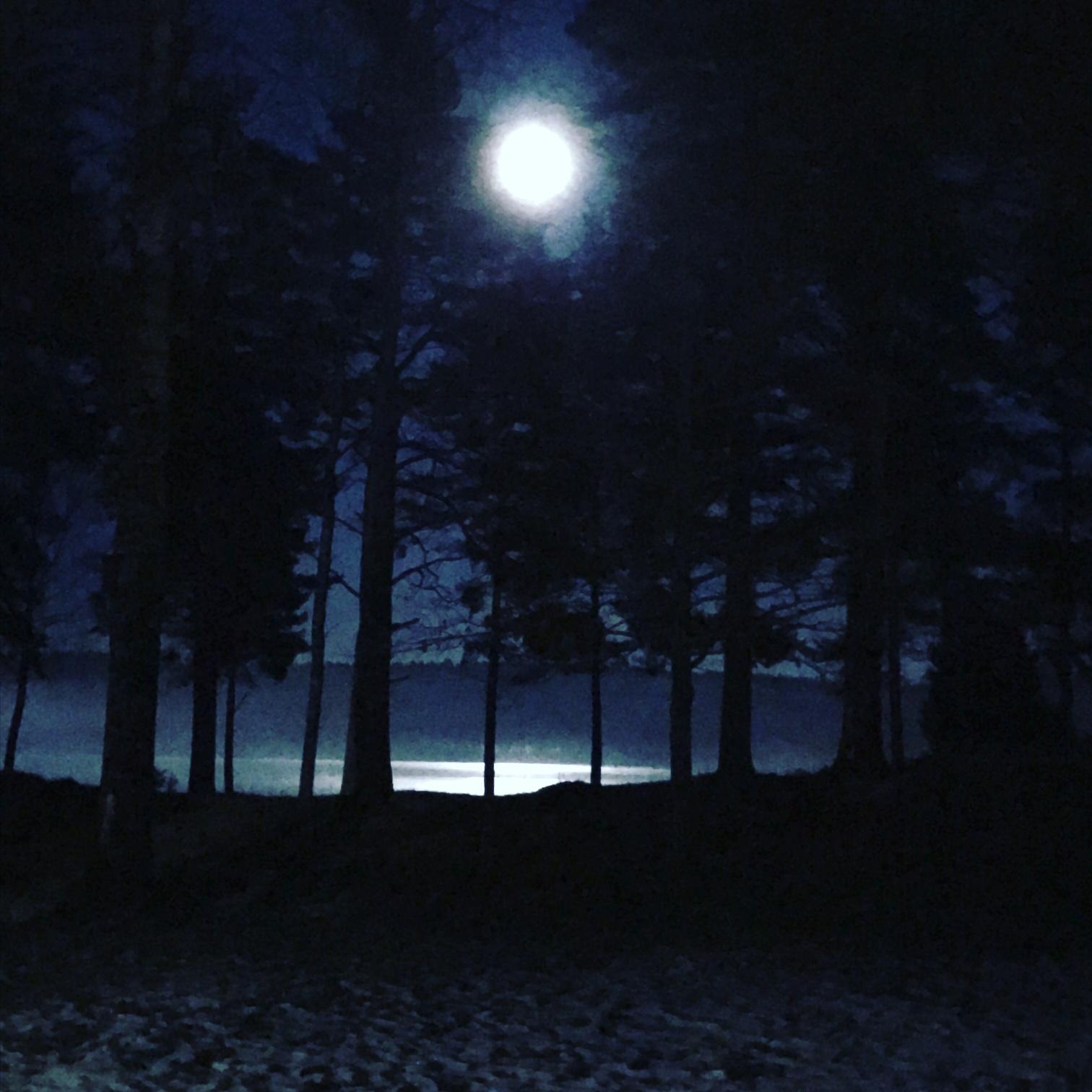 Månen över Borgvikssjön i Värmland.