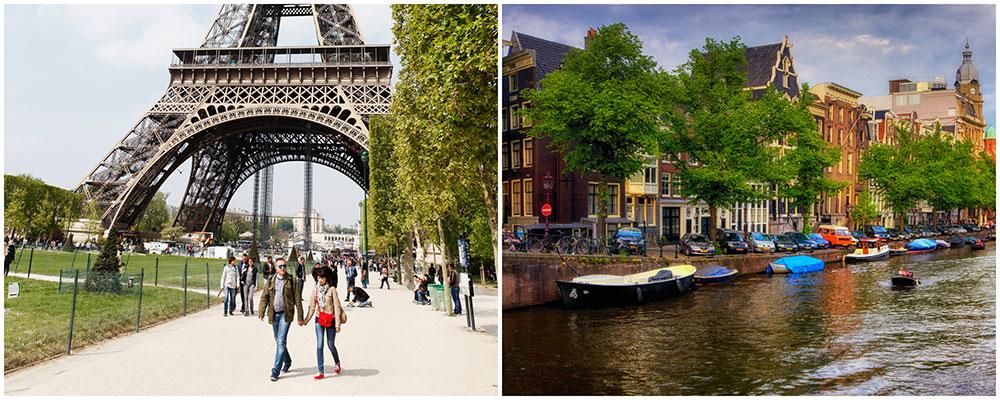 Paris och Amsterdam är vårens populäraste storstäder.