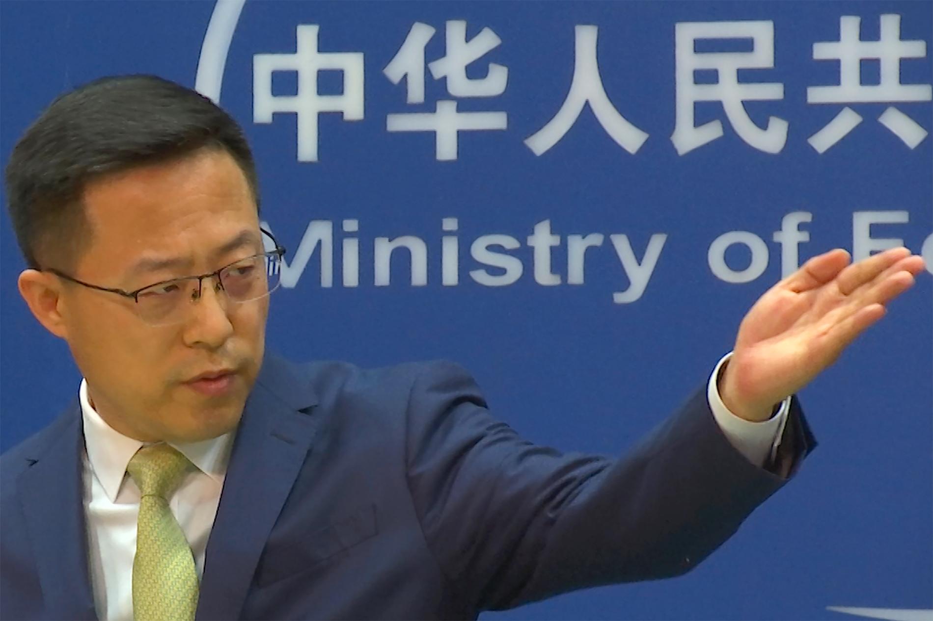 Talespersonen för det kinesiska utrikesdepartementet, Zhao Lijan.
