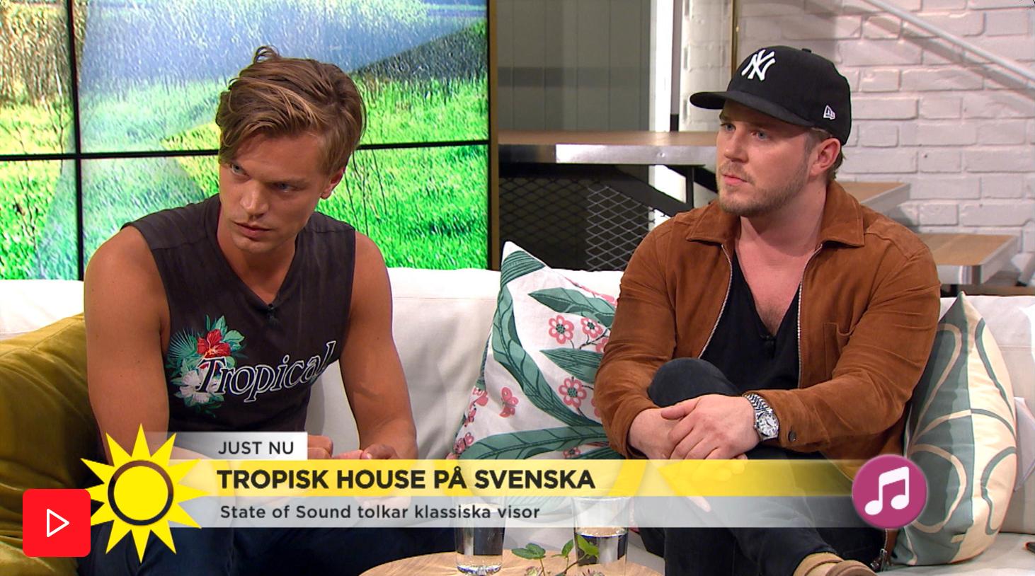 Joakim Andrén (till höger) och Viktor Norén gästar ”Nyhetsmorgon” i TV4 2018.