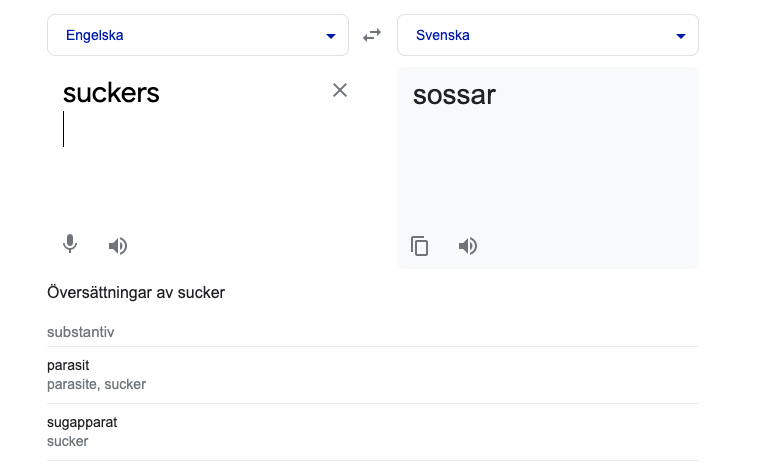 Så här såg det ut när de försökte översätta till svenska. 