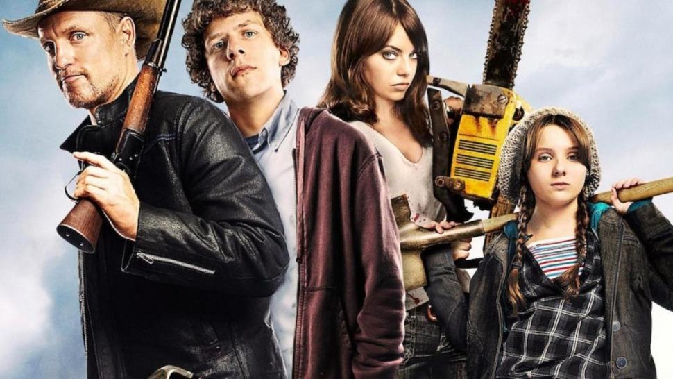 Woody Harrelson, Jesse Eisenberg, Emma Stone och Abigail Breslin i ”Zombieland: Double tap”.