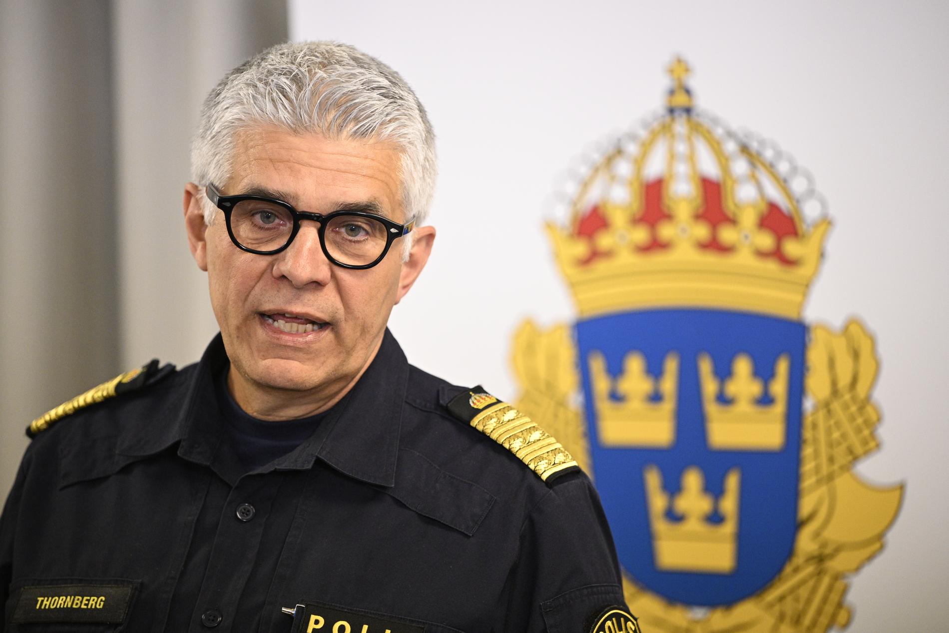 Rikspolischefen Anders Thornberg vid en övergripande lägesbild över den organiserade brottsligheten.
