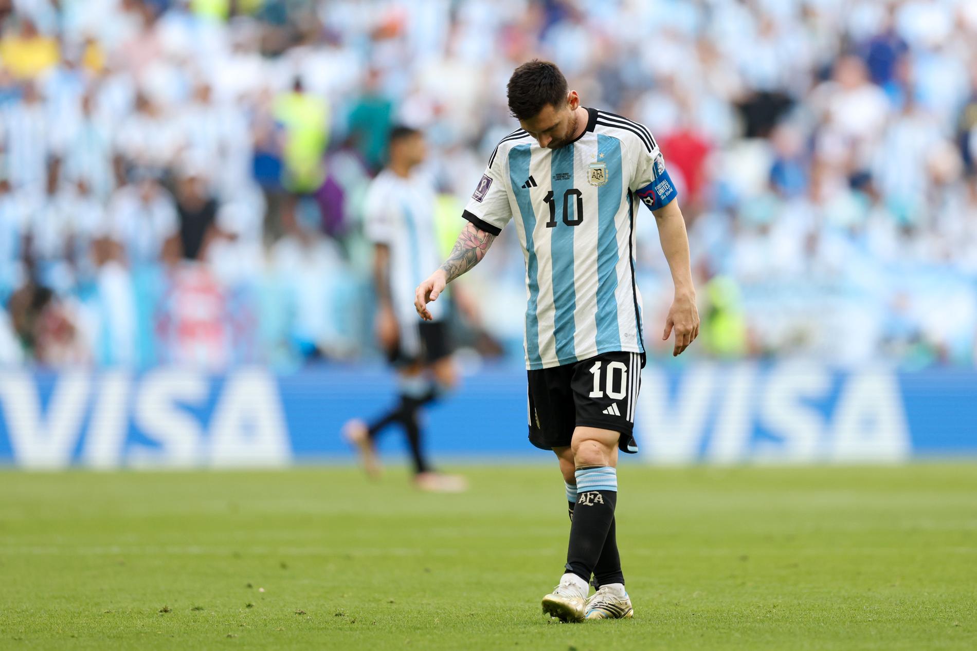 Lionel Messi gjorde 1–0 för Argentina men Saudiarabien vann med 2–1-
