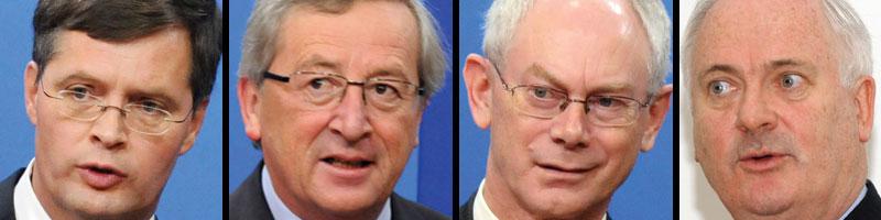 vem, vem, vem – och vem? Nederländernas Jan-Peter Balkenende, Luxemburgs Jean-Claude Juncker, Belgiens Herman Van Rompuy och Irlands John Bruton är heta kandidater till uppdraget som EU:s president.