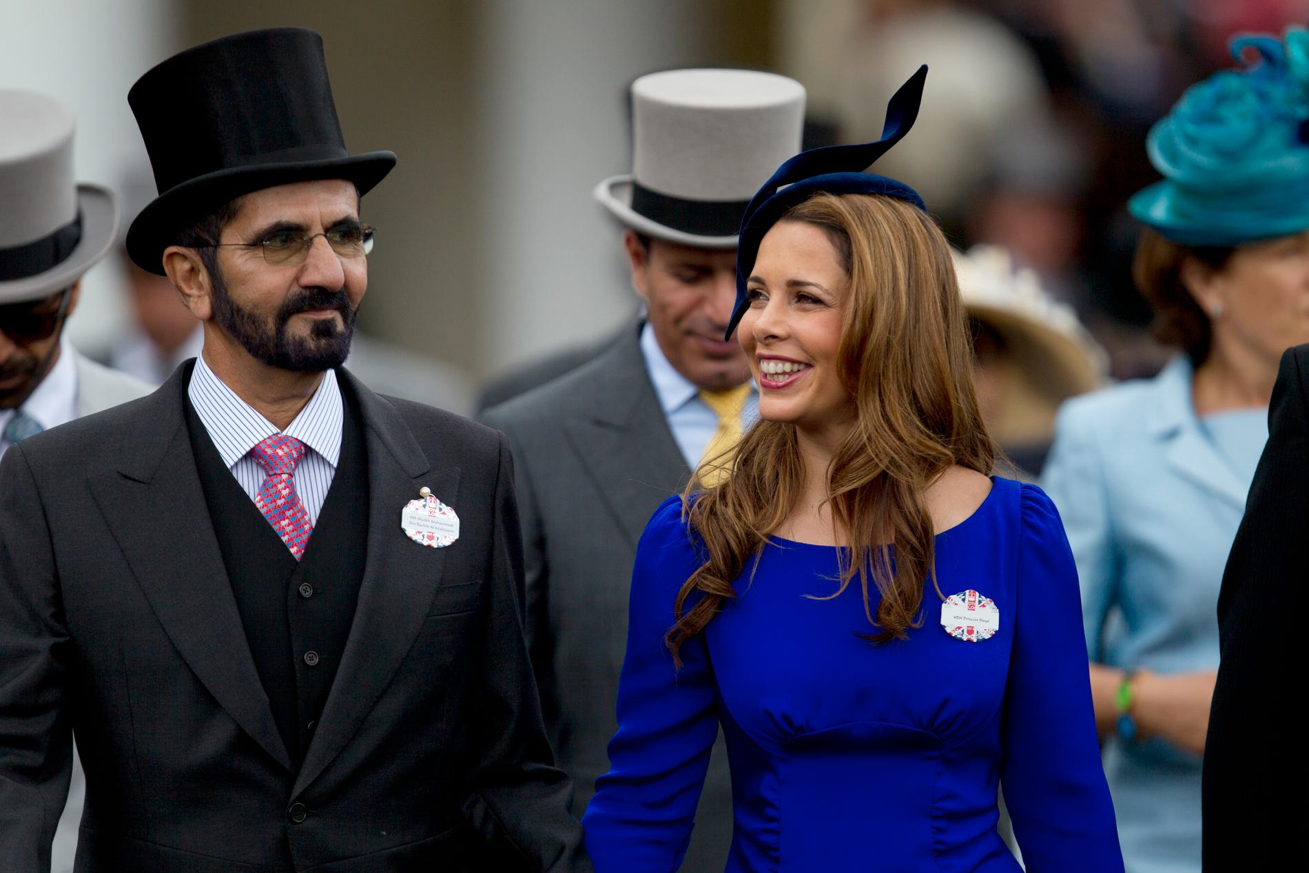 Emiren Mohammed bin Rashid Al Maktum tillsammans med sin exfru, prinsessan Haya av Jordanien, vid hästtävlingen Royal Ascot i Storbritannien.