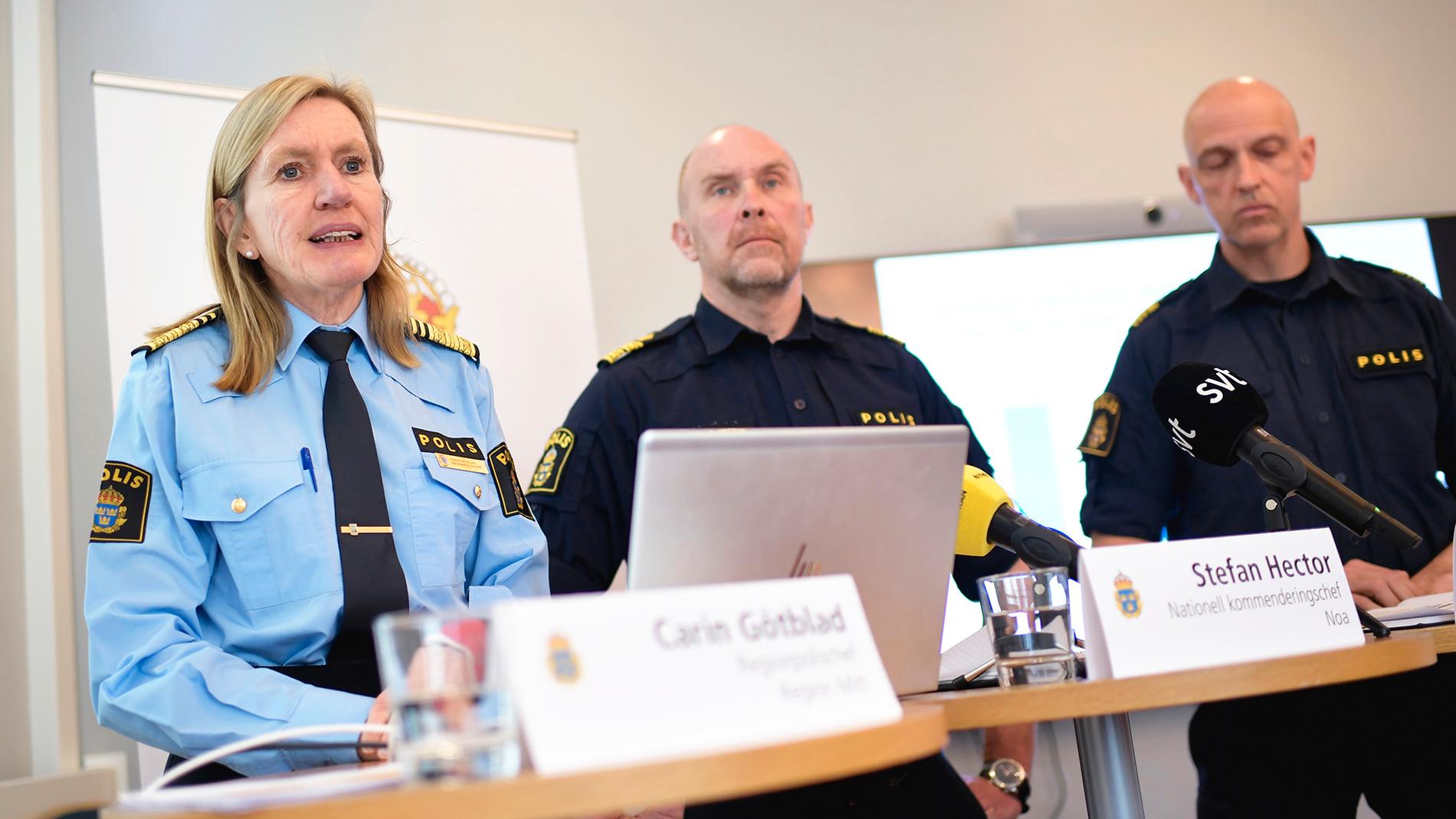 Carin Götblad, regionpolischef Mitt, Stefan Hector, kommenderingschef, Jale Poljarevius, regional kommenderingschef.