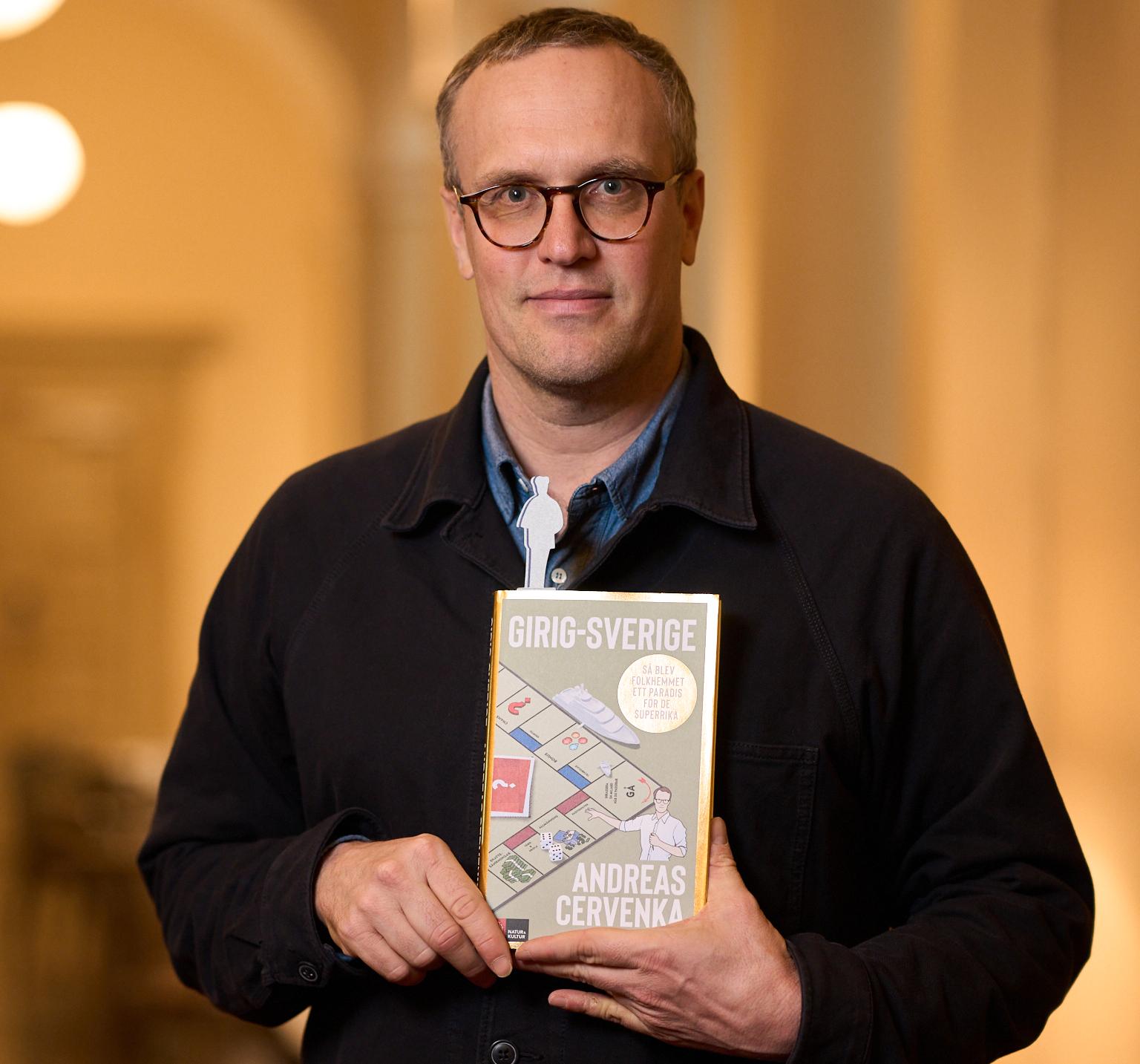 Andreas Cervenka, nominerad i fackboksklassen för sin ”Girig-Sverige. Så blev folkhemmet ett paradis för de superrika”.