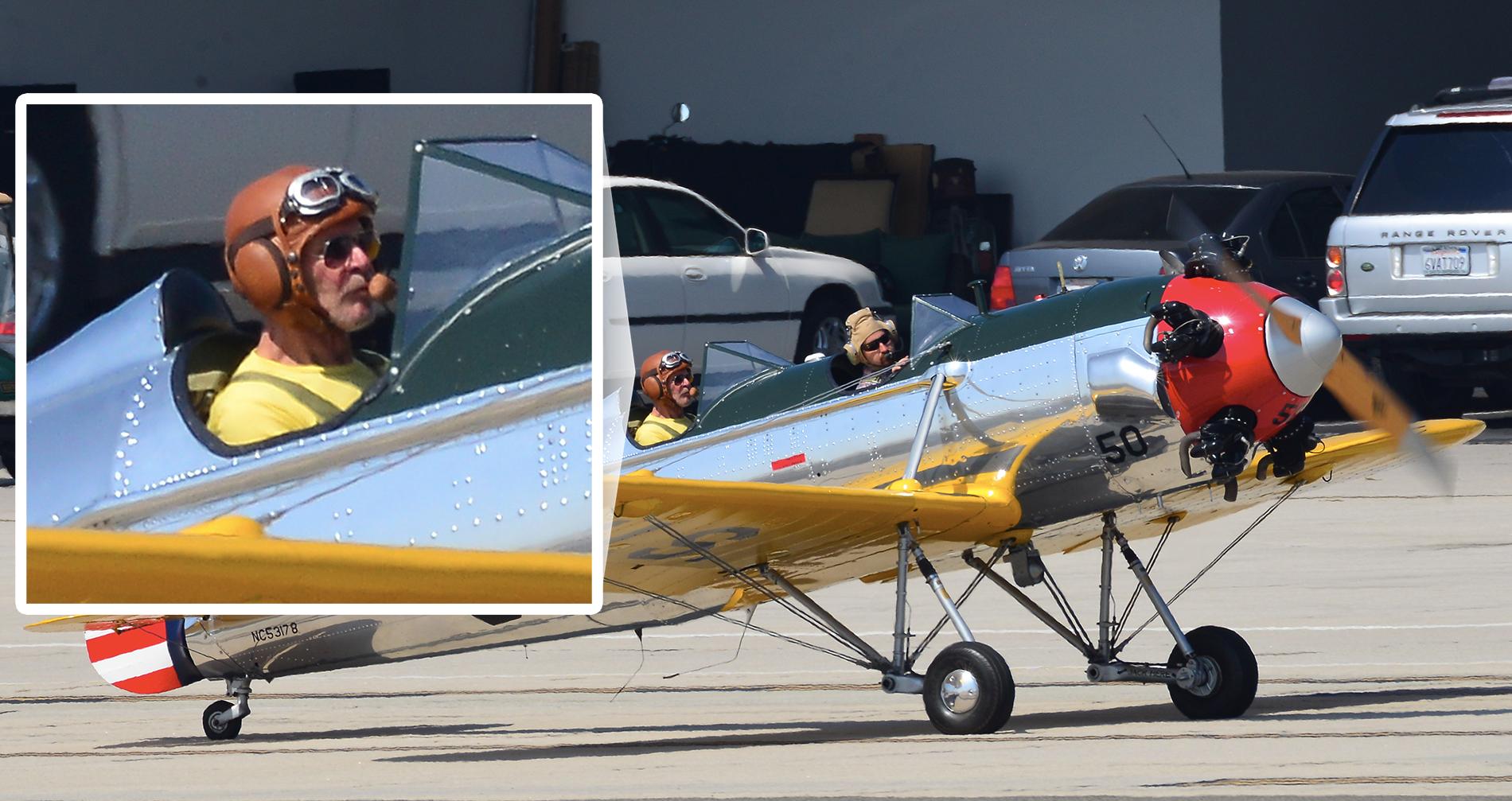 Harrison Ford i sitt plan av modell Ryan PT-22 Recruit i september 2013.