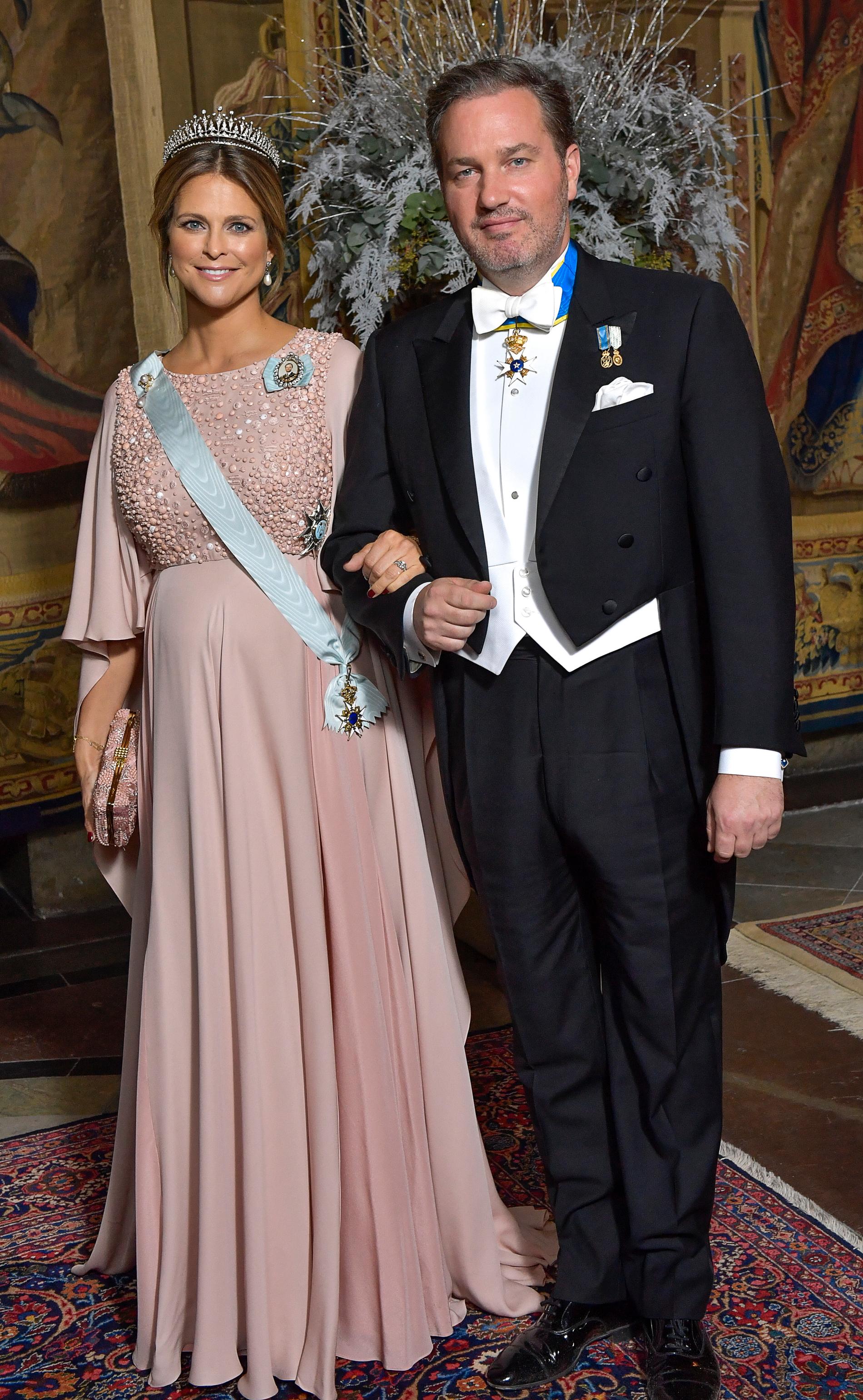 Prinsessan Madeleine och Chris O’Neill under kungamiddagen i samband med Nobelprisfirandet 2017.