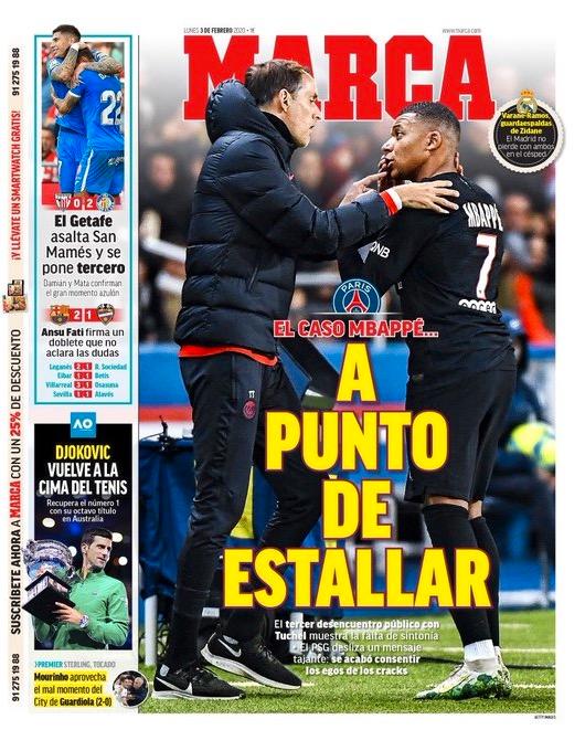 Madrid-tidningen Marca hoppas att konflikten i PSK ska få Mbappé att välja Real i framtiden.