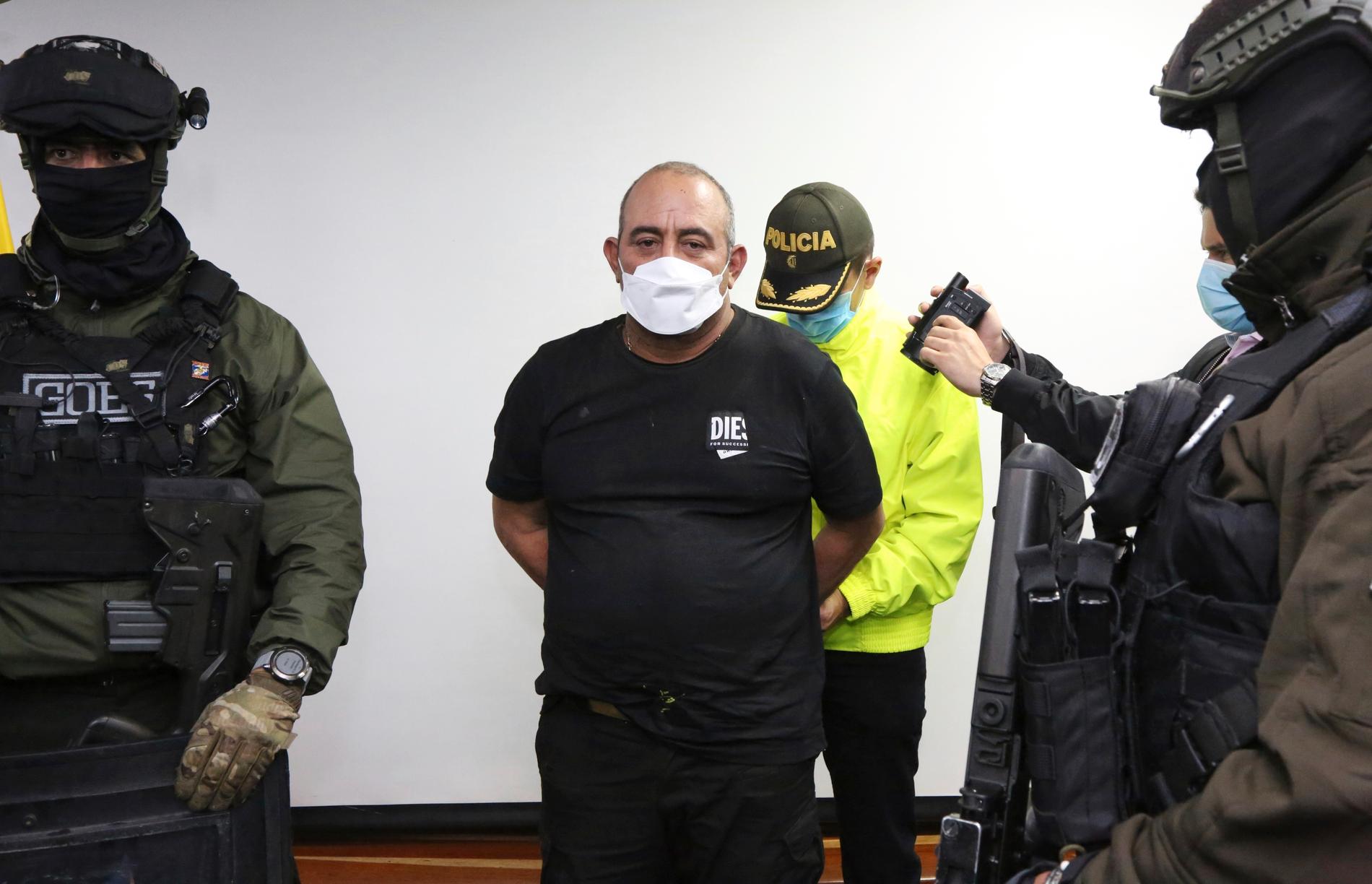 Dairo Antonio Úsuga – även känd som "Otoniel". Bild tagen av polisen i Bogotá i oktober.