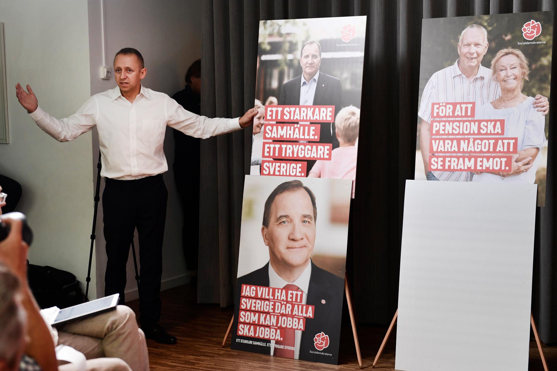 "Ett starkare samhälle. Ett tryggare Sverige" är överskriften för Socialdemokraternas valkampanj.