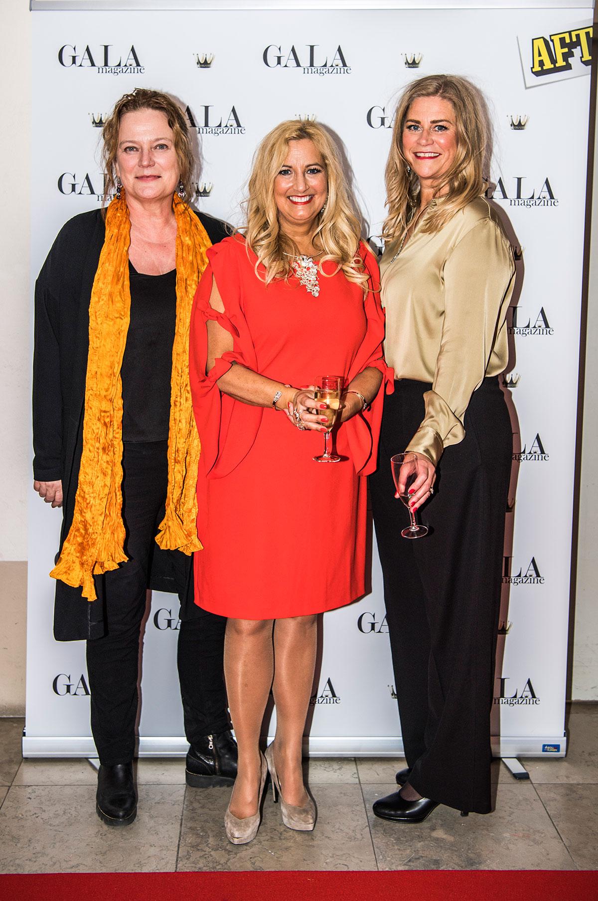 Aftonbladets publisher Lena K Samuelsson med kvällens huvudperson Petra Lindell, chefredaktör för Gala Magazine, och printchef Erika Scott.