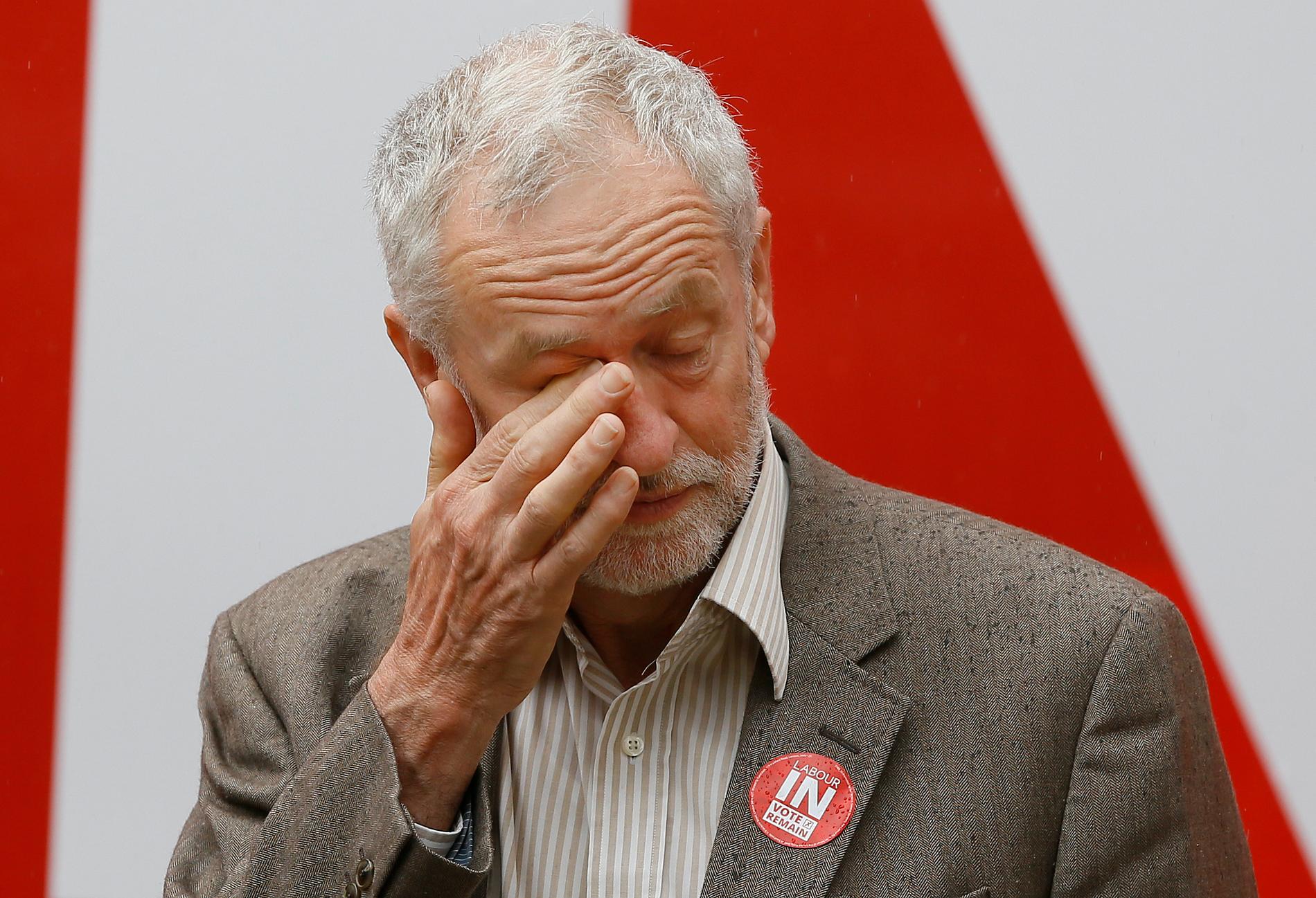 Den brittiske labourledaren Jeremy Corbyn under kampanjen för att stanna i EU.