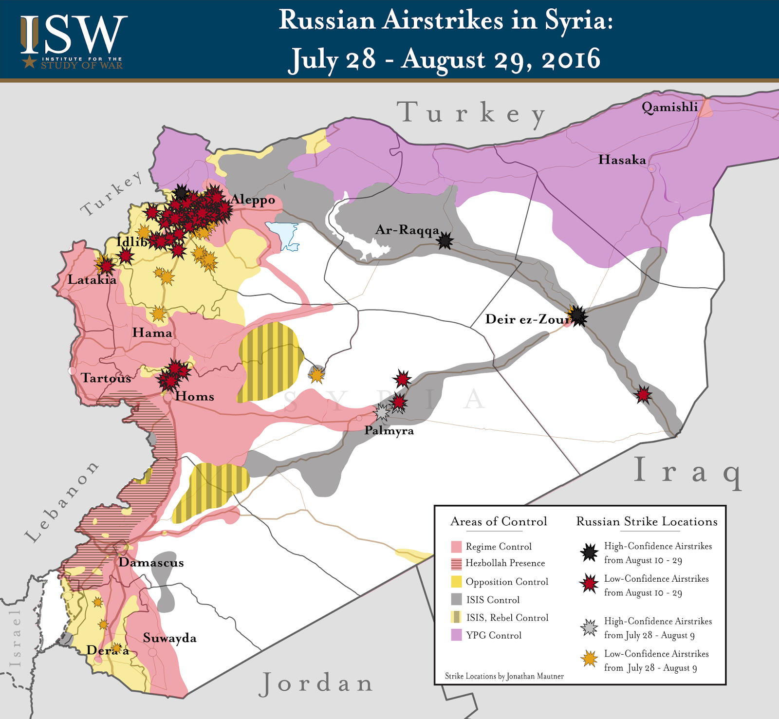 De grå områdena på kartan kontrolleras av IS, de gula av rebeller. Grafik: Institute for the study of war