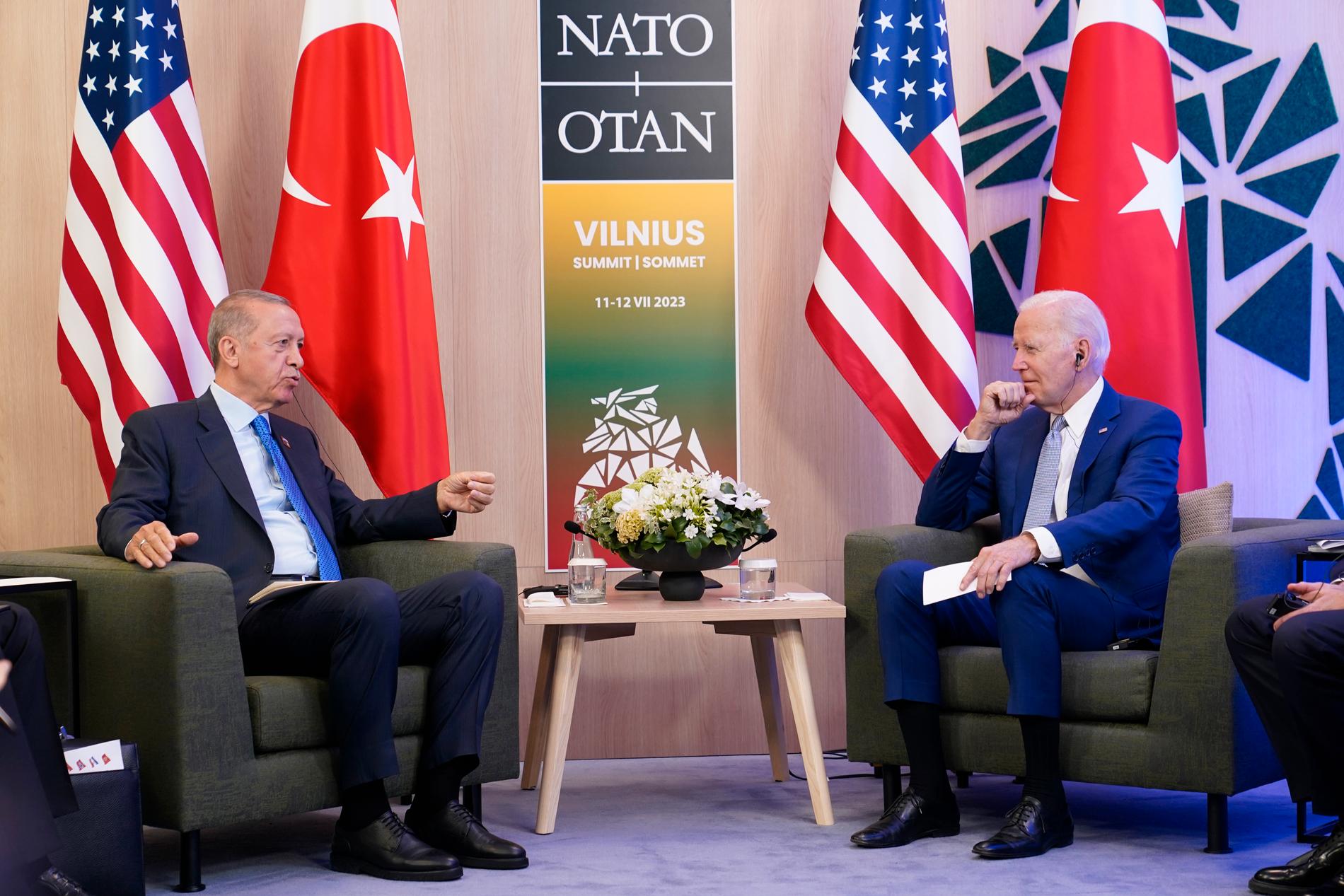 President Joe Biden och President Recep Tayyip Erdogan under Natomötet i Vilnius 2023